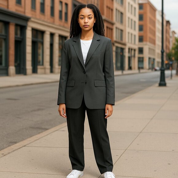 H&M Single-breasted Blazer color Dark gray-green size xs - Picture 13 of 14